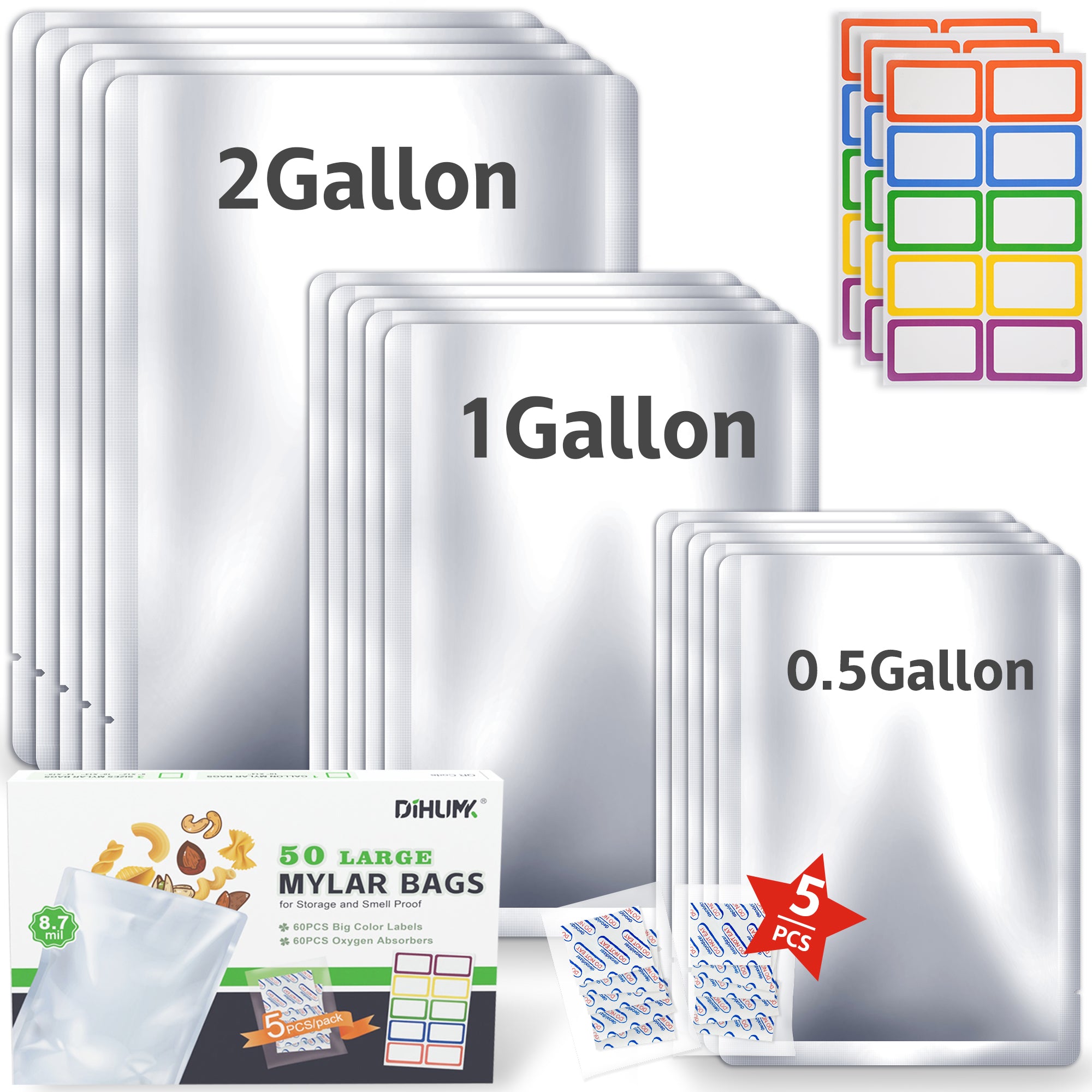5 Gallon Mylar Bags Food Storage  100pcs Aluminum Foil Mylar Bag